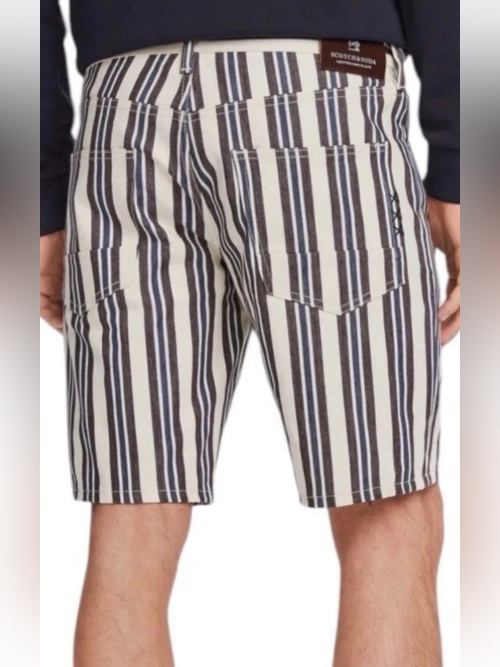 SCOTCH & SODA RALSTON Striped Denim Button Fly Shorts Men Sz 34 Rare